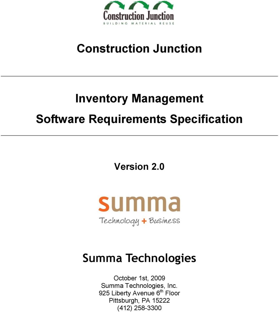 0 Summa Technologies October 1st, 2009 Summa