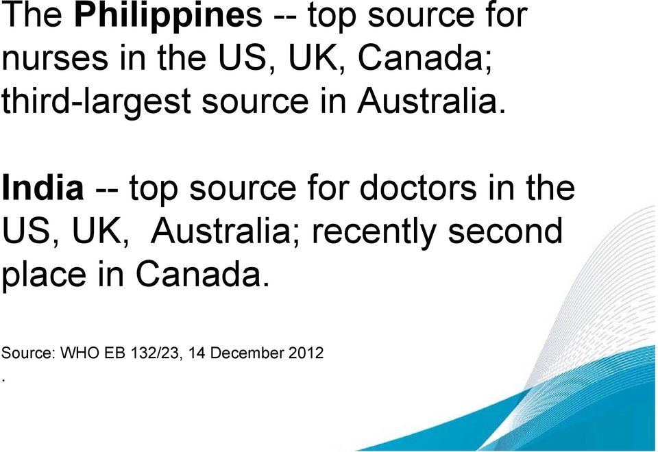 India -- top source for doctors in the US, UK, Australia;