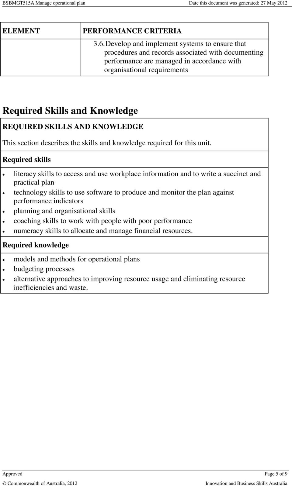 REQUIRED SKILLS AND KNOWLEDGE This section describes the skills and knowledge required for this unit.