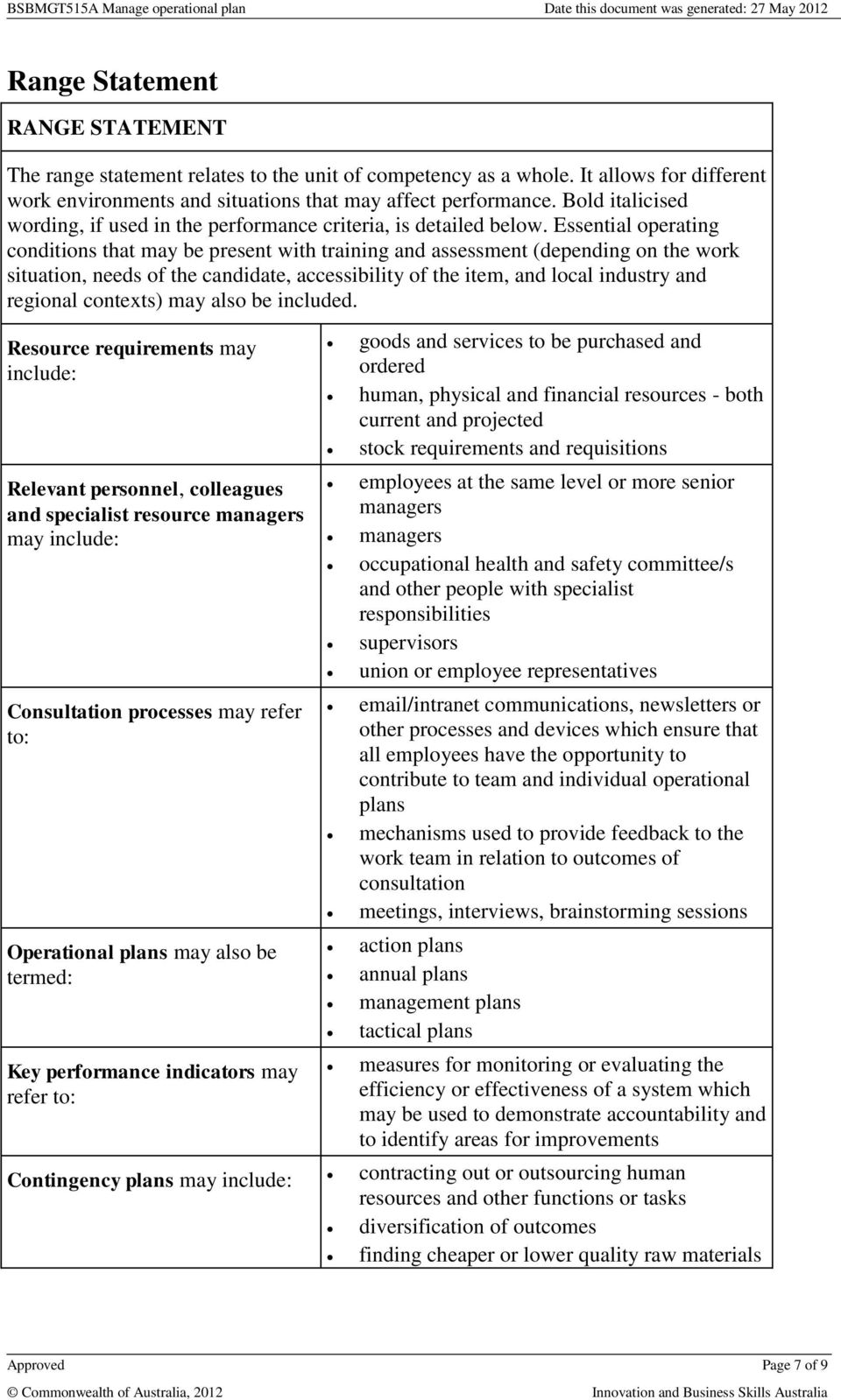 Essential operating conditions that may be present with training and assessment (depending on the work situation, needs of the candidate, accessibility of the item, and local industry and regional