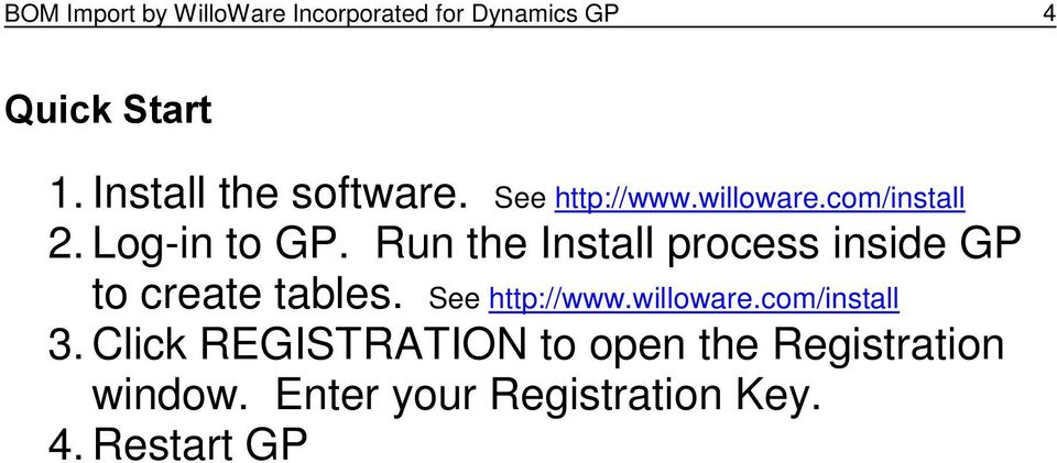 Run the Install process inside GP to create tables. See http://www.willoware.