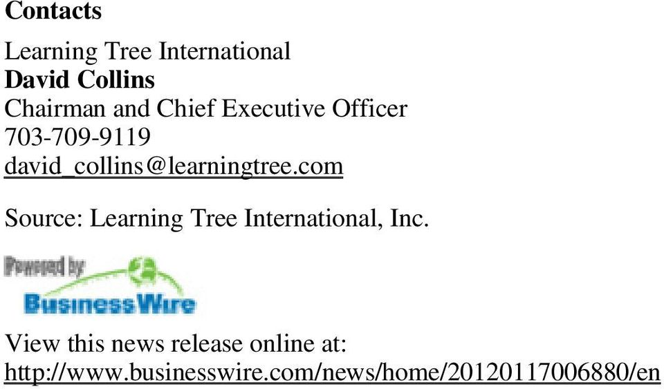 com Source: Learning Tree International, Inc.