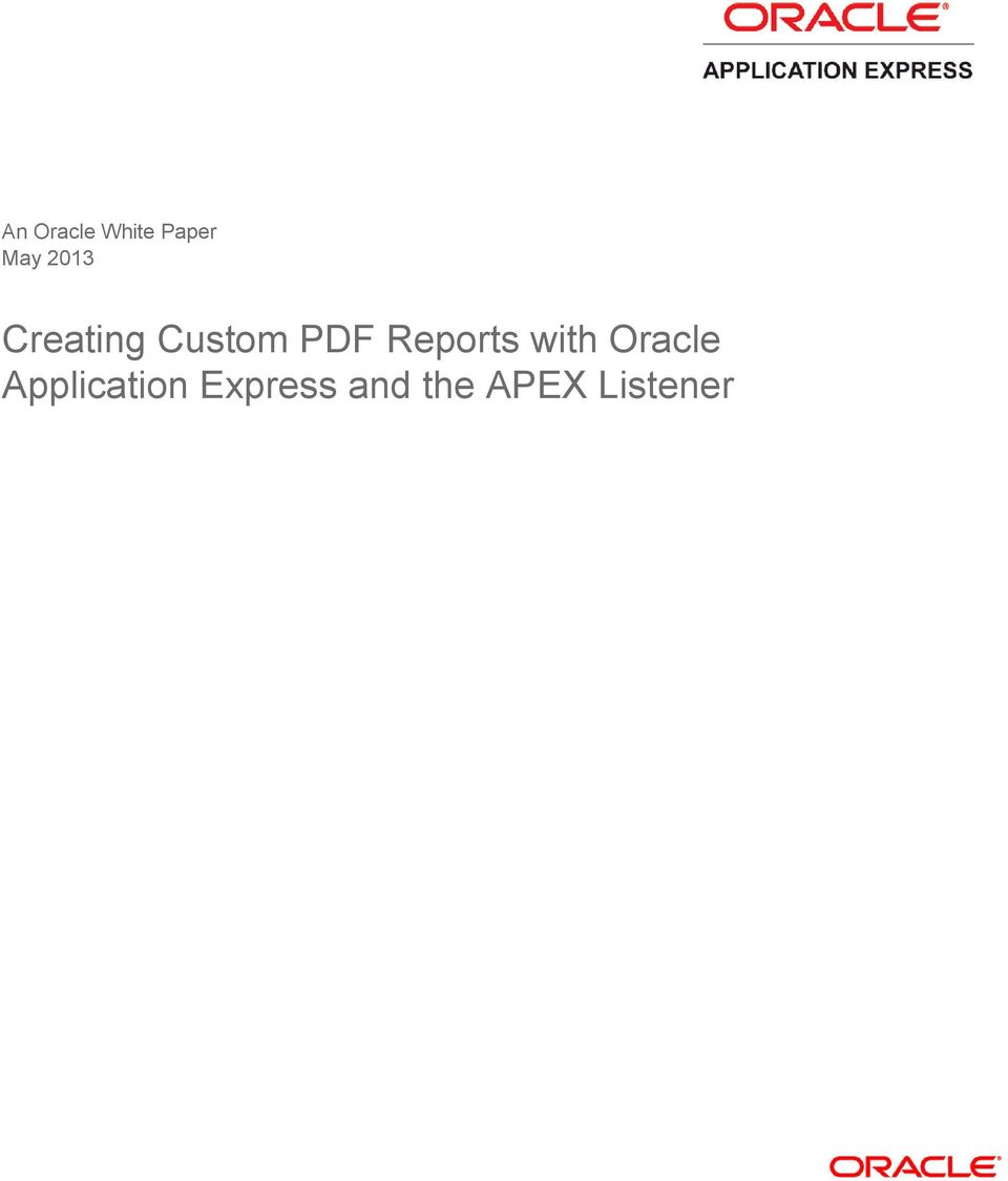 Reports with Oracle