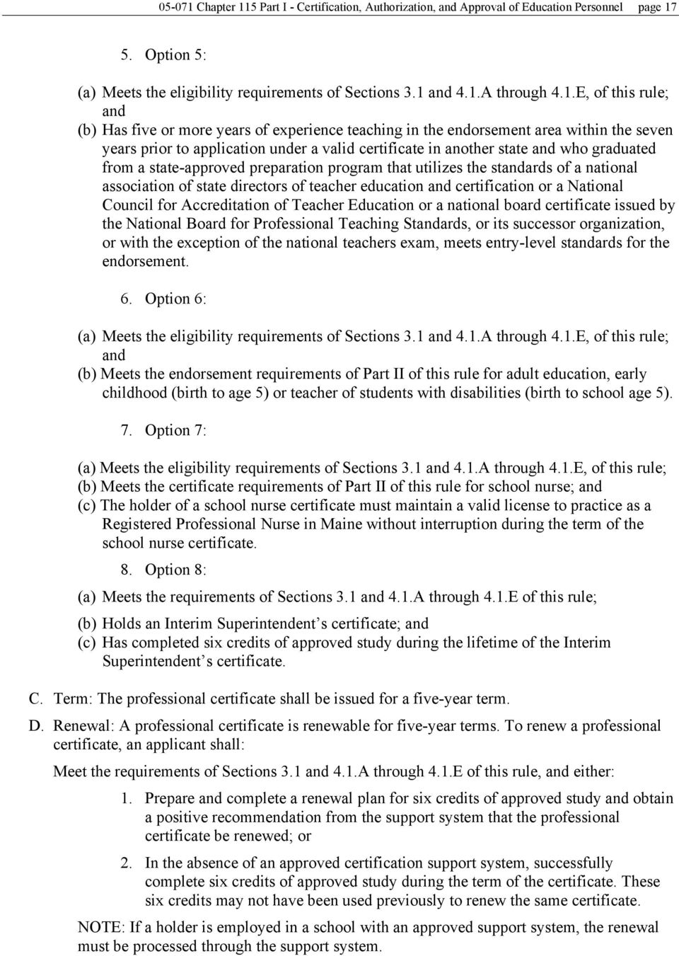 5 Part I - Certification, Authorization, and Approval of Education Personnel page 17
