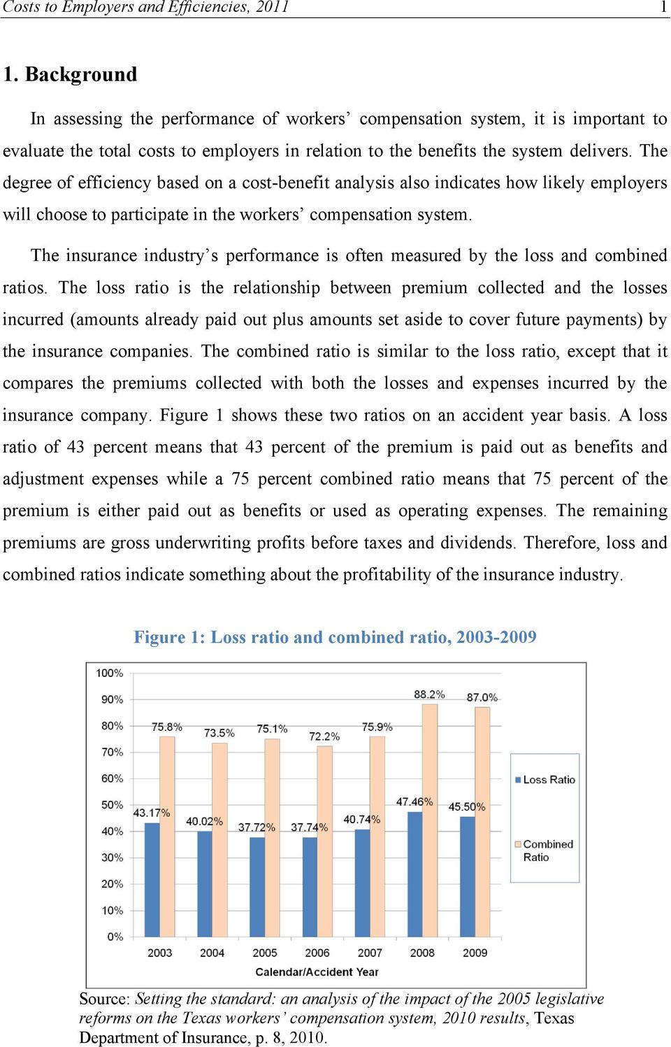The degree of efficiency based on a cost-benefit analysis also indicates how likely employers will choose to participate in the workers compensation system.
