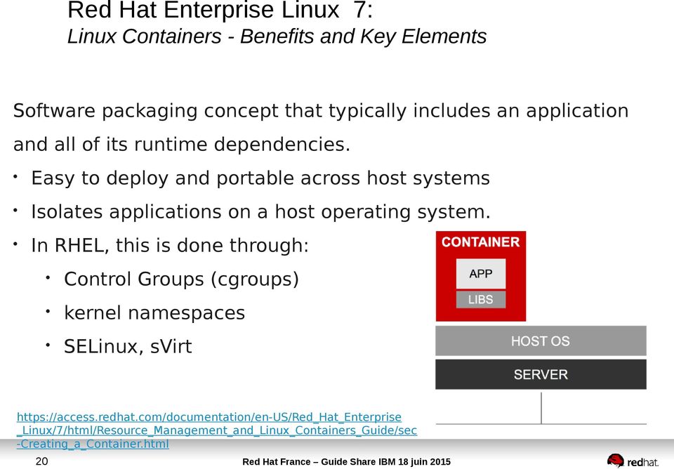 Easy to deploy and portable across host systems Isolates applications on a host operating system.