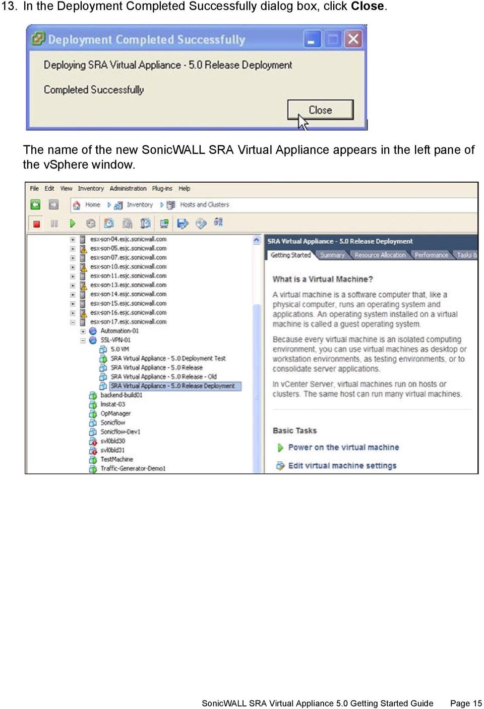 The name of the new SonicWALL SRA Virtual Appliance
