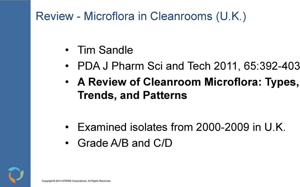 65:392-403 A Review of Cleanroom Microflora: Types,