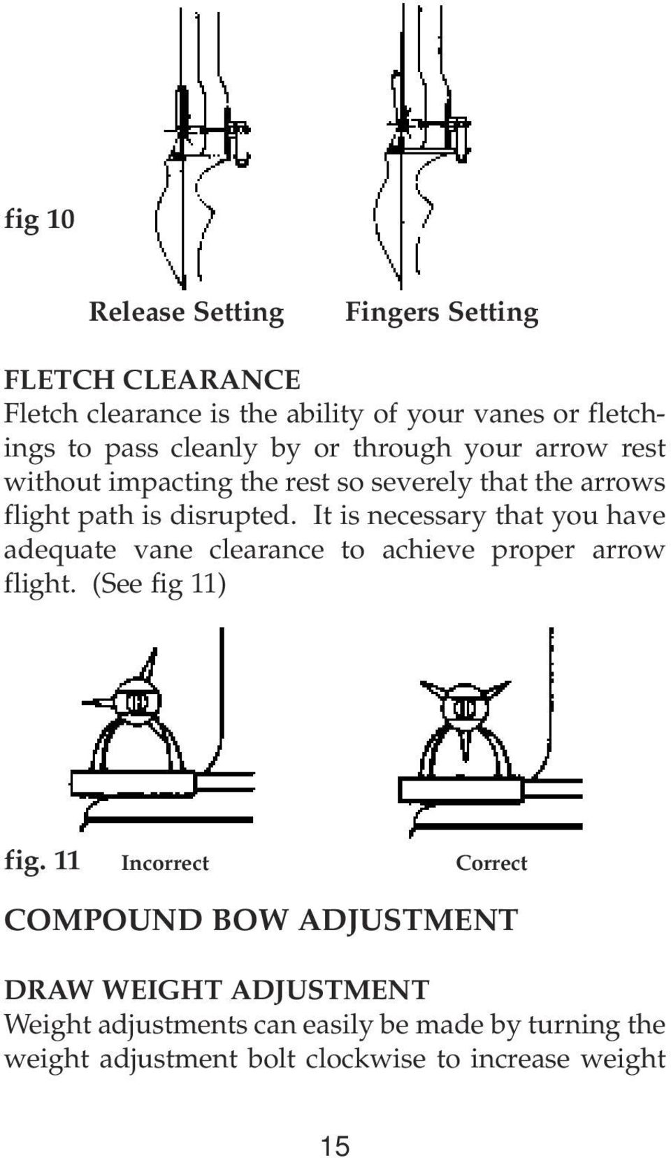 It is necessary that you have adequate vane clearance to achieve proper arrow flight. (See fig 11) fig.