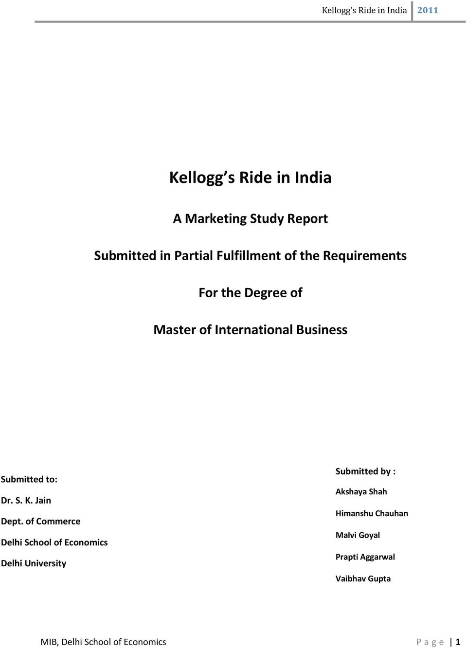 Kelloggs in india marketreport