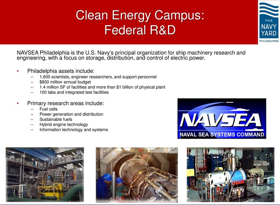 Navy s principal organization for ship machinery research and engineering, with a focus on storage, distribution, and control of electric power.