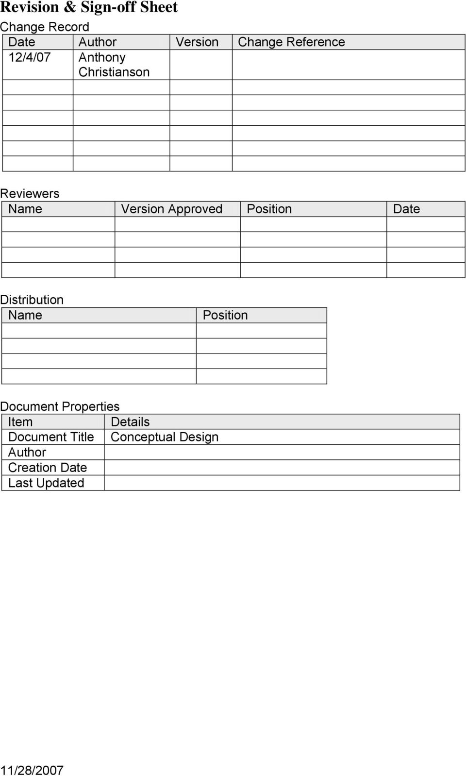 Position Date Distribution Name Position Document Properties Item