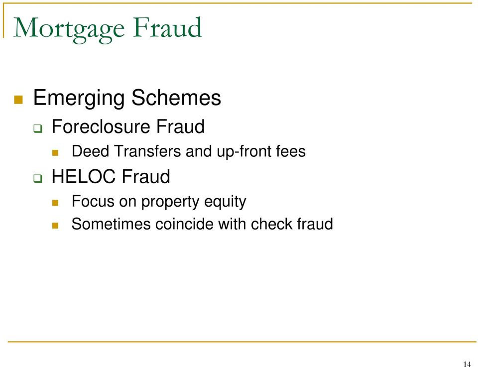 up-front fees HELOC Fraud Focus on