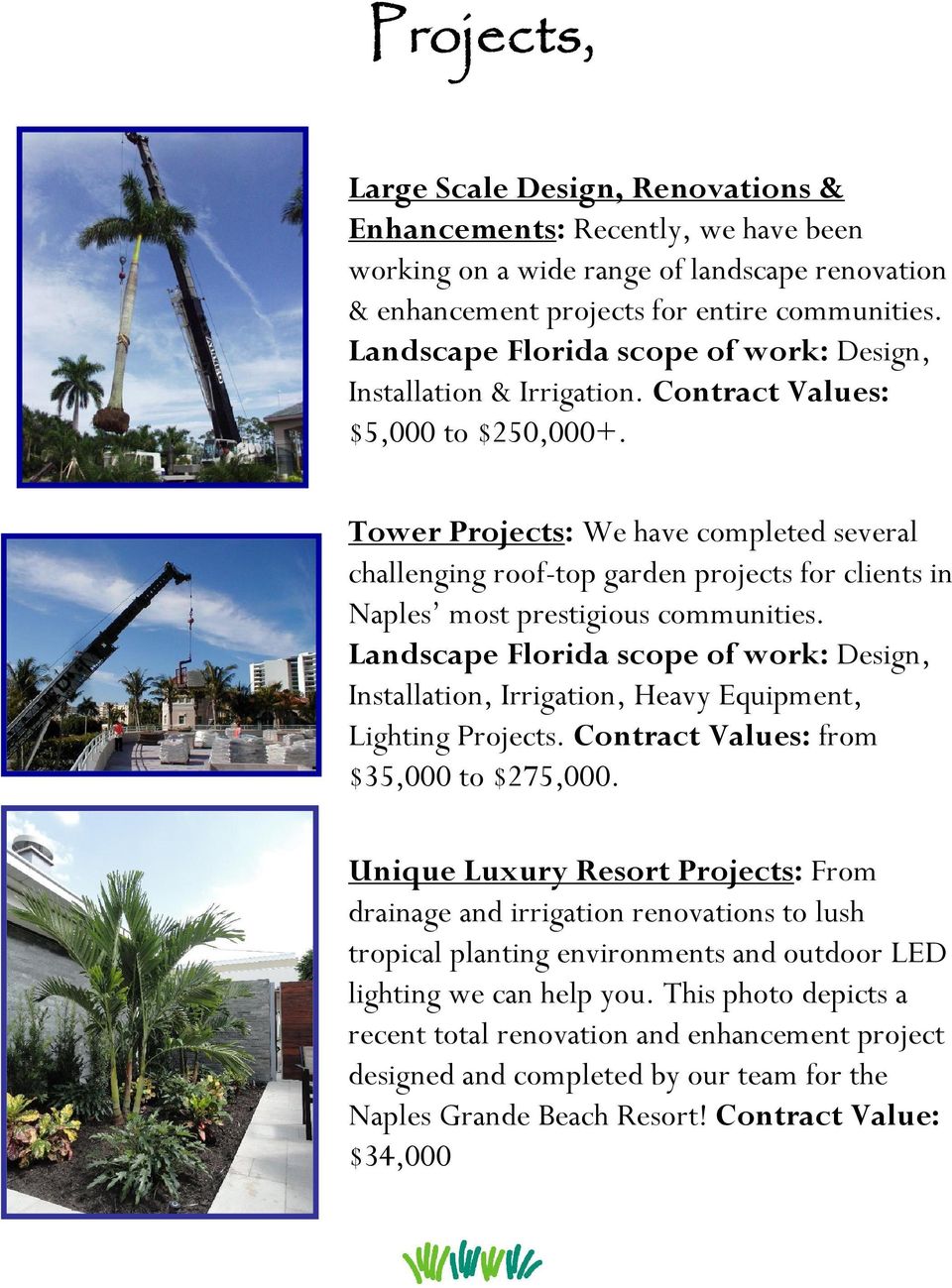 Tower Projects: We have completed several challenging roof-top garden projects for clients in Naples most prestigious communities.