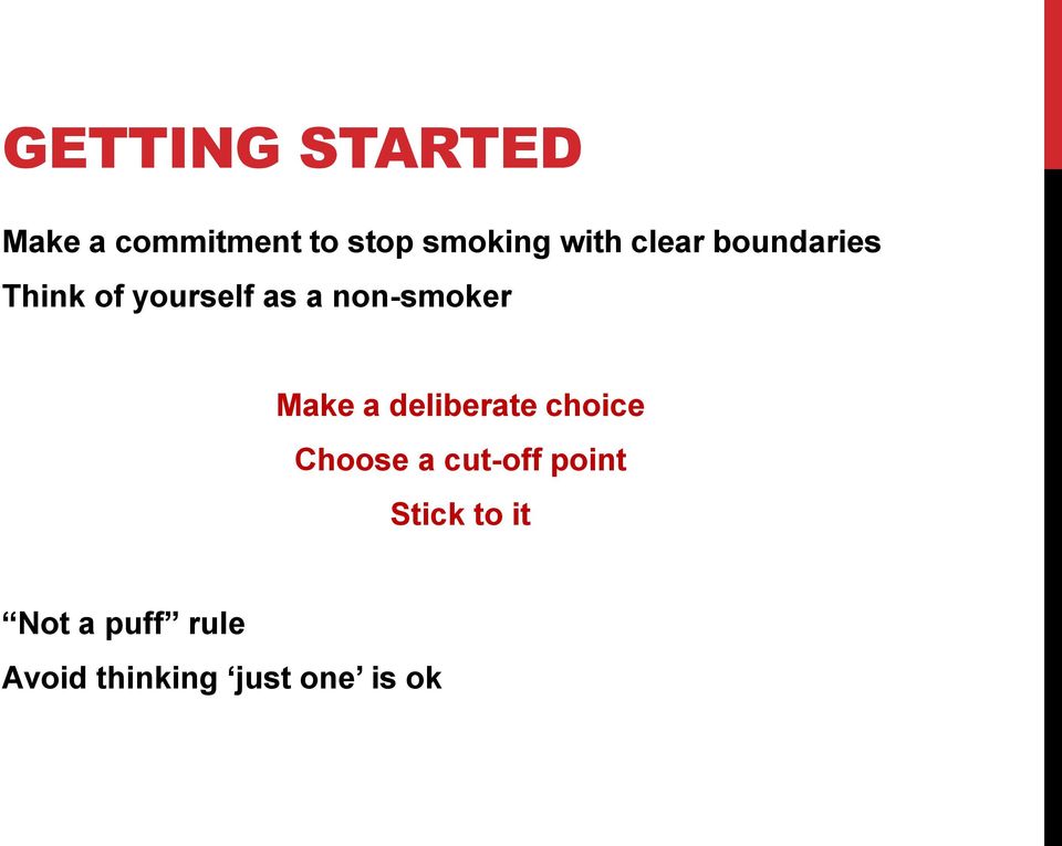 non-smoker Make a deliberate choice Choose a cut-off