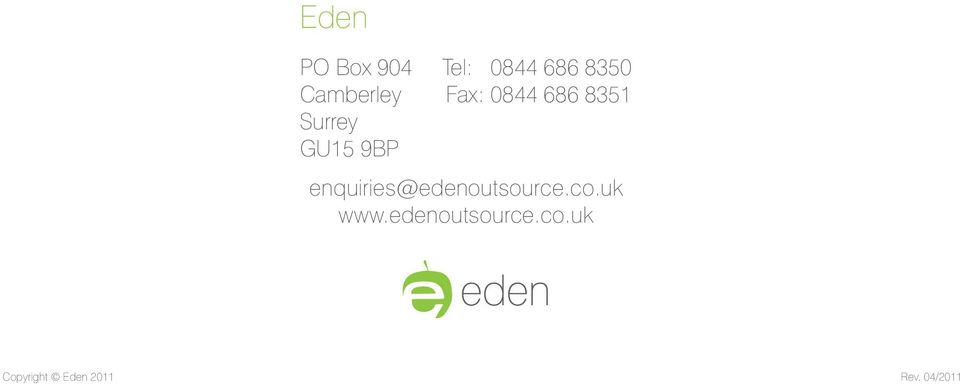 enquiries@edenoutsource.co.uk www.