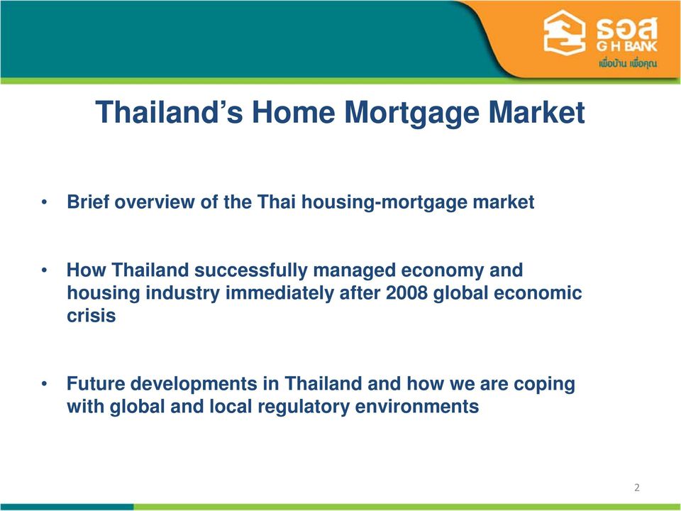 after 2008 global economic crisis Future developments in Thailand