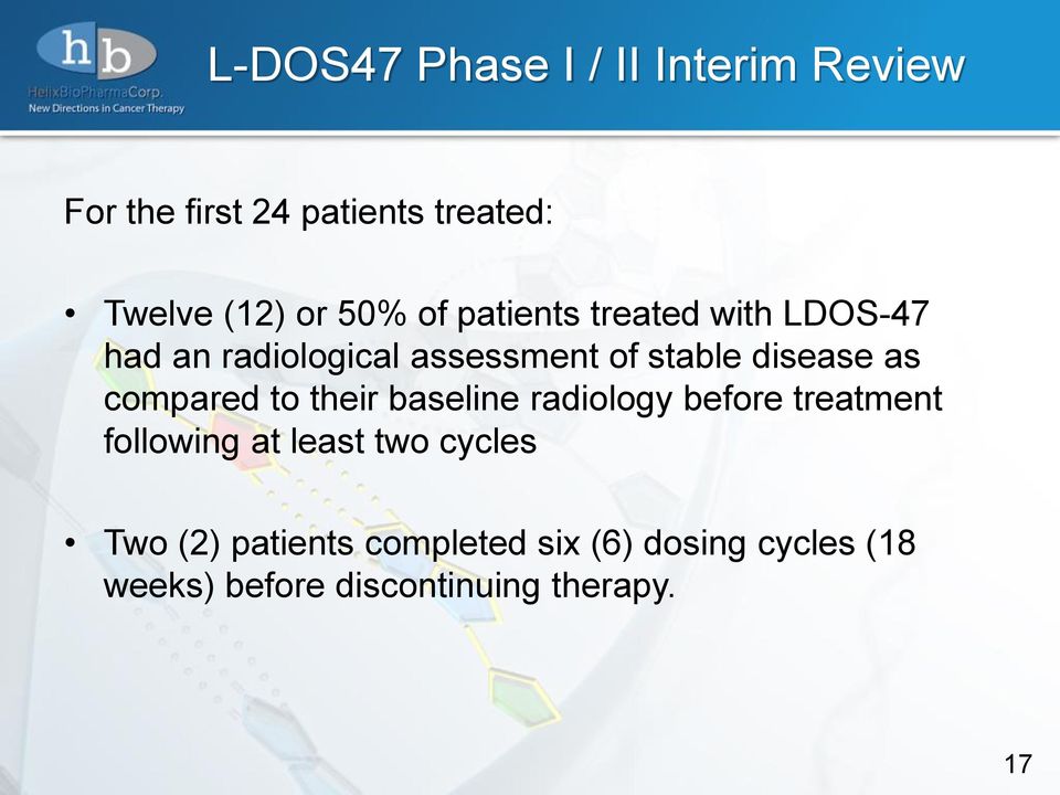 as compared to their baseline radiology before treatment following at least two cycles