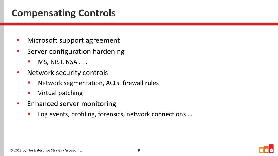 .. Network security controls Network segmentation, ACLs, firewall rules