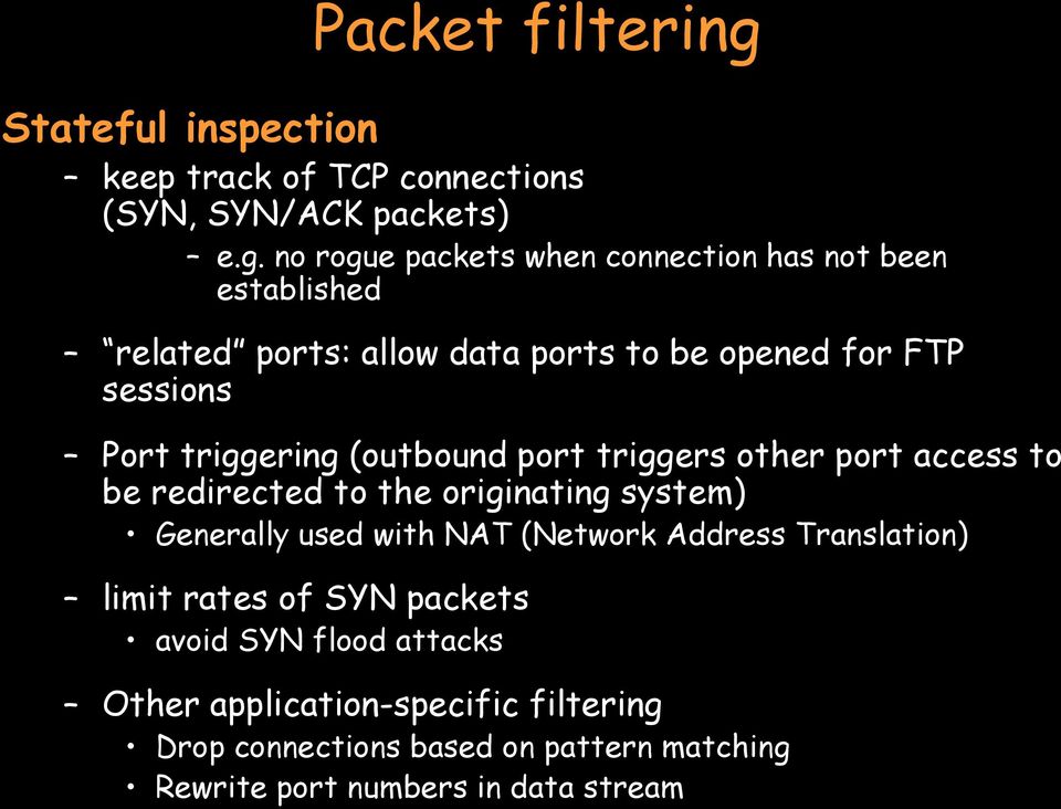 no rogue packets when connection has not been established related ports: allow data ports to be opened for FTP sessions Port