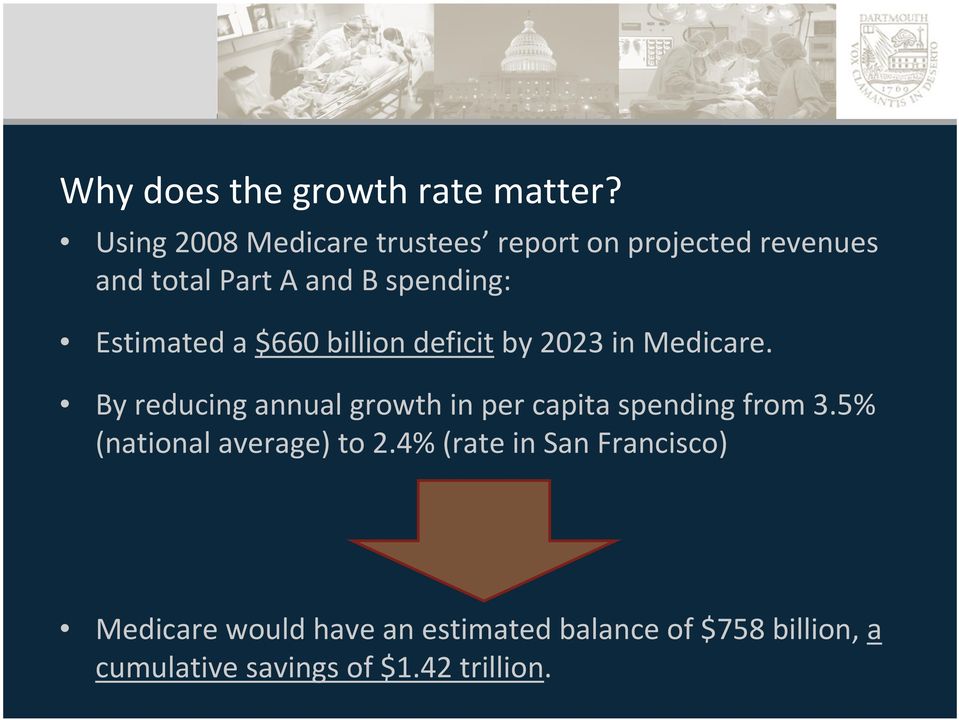 Estimated a $660 billion deficit by 2023 in Medicare.