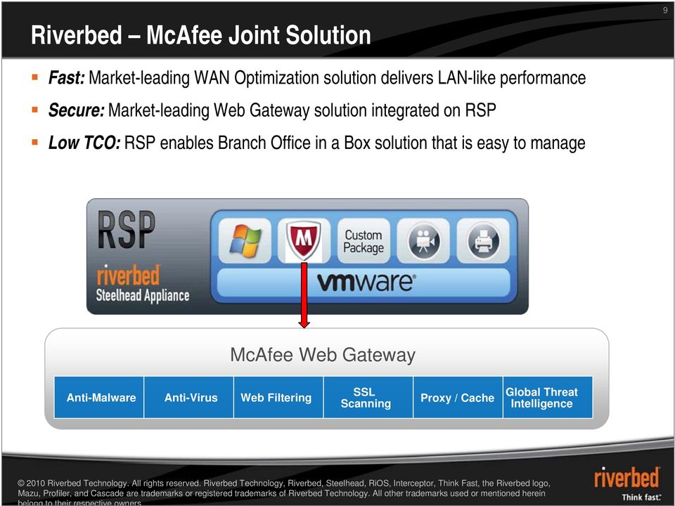 TCO: RSP enables Branch Office in a Box solution that is easy to manage McAfee Web