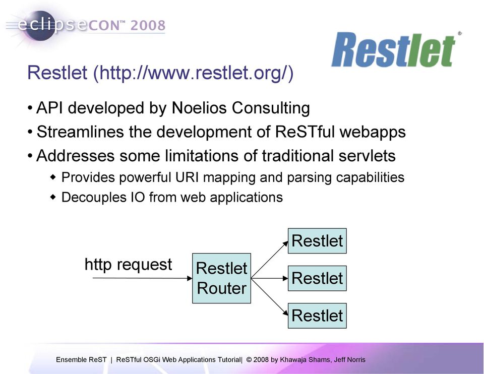 ReSTful webapps Addresses some limitations of traditional servlets Provides
