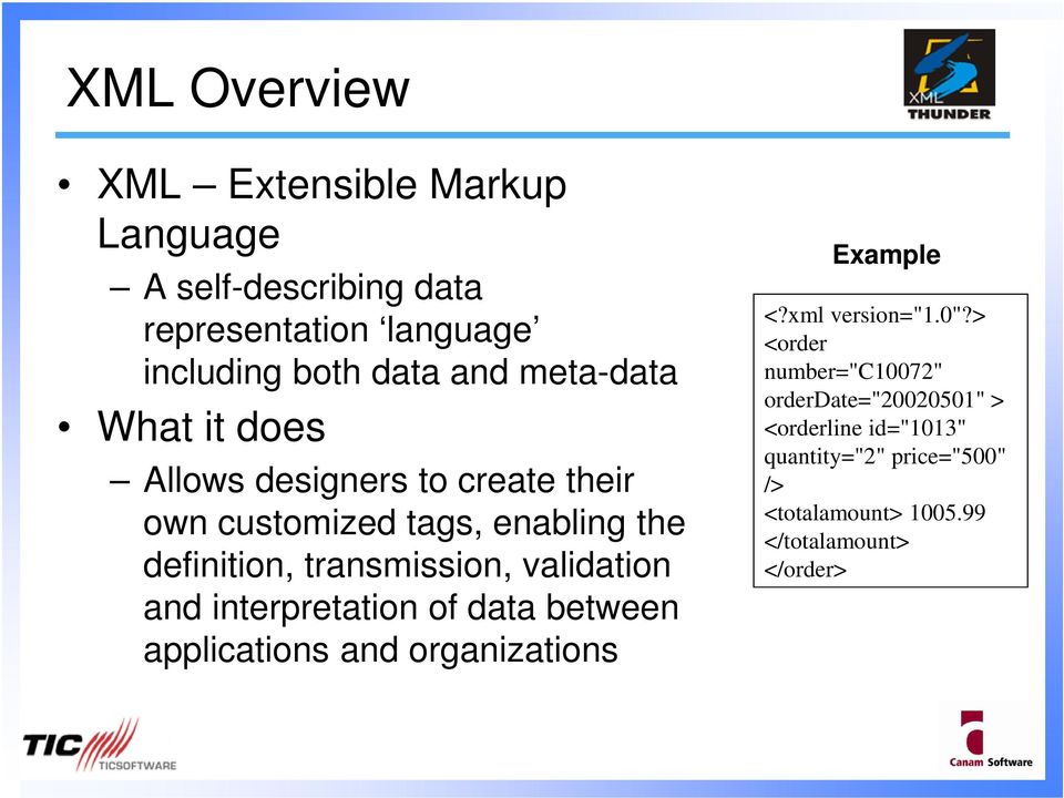 validation and interpretation of data between applications and organizations Example <?xml version="1.0"?