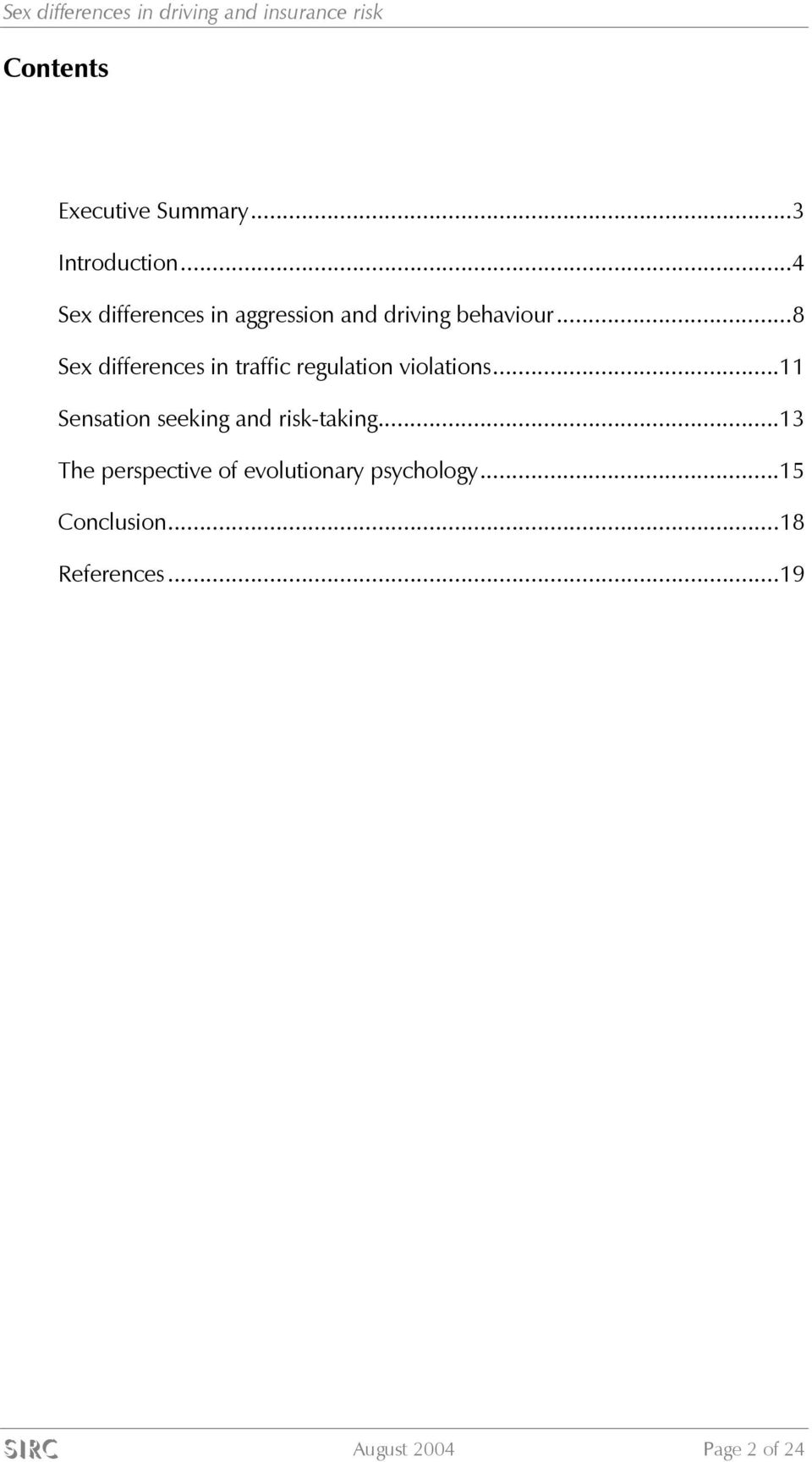 ..8 Sex differences in traffic regulation violations.