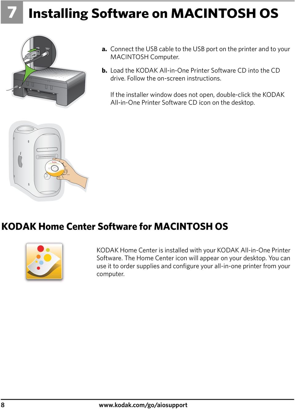 If the installer window does not open, double-click the KODAK All-in-One Printer Software CD icon on the desktop.
