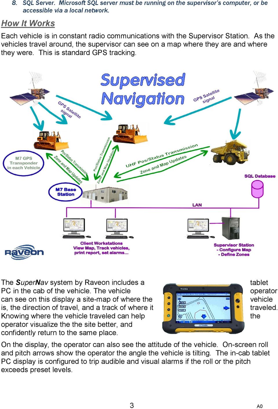 This is standard GPS tracking. The SuperNav system by Raveon includes a PC in the cab of the vehicle.