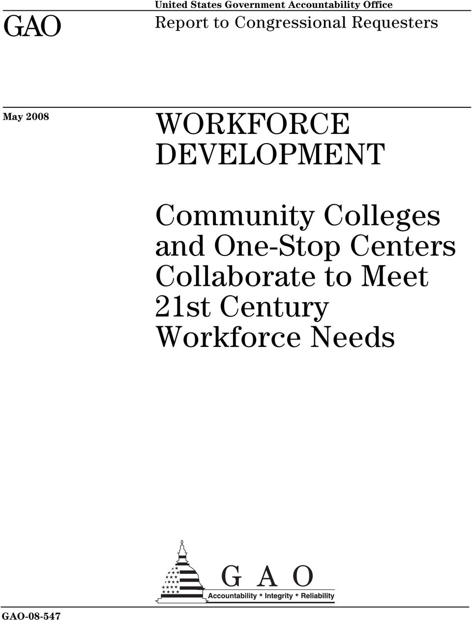 DEVELOPMENT Community Colleges and One-Stop Centers