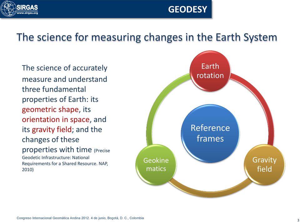 gravity field; and the changes of these properties with time (Precise Geodetic Infrastructure: National