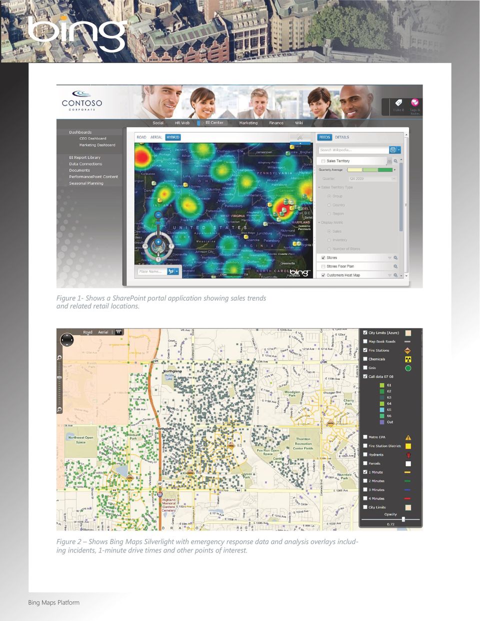 Figure 2 Shows Bing Maps Silverlight with emergency response