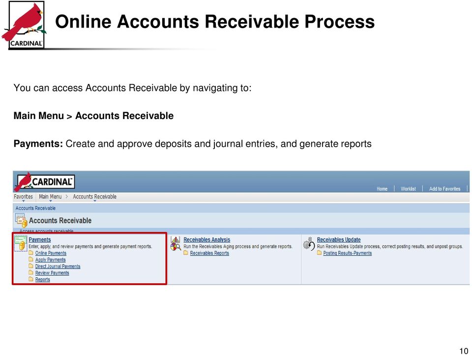 Accounts Receivable Payments: Create and approve