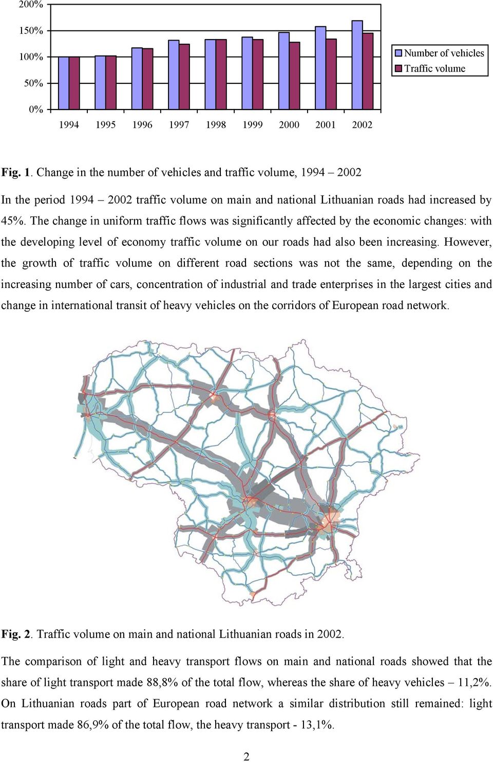 However, the growth of traffic volume on different road sections was not the same, depending on the increasing number of cars, concentration of industrial and trade enterprises in the largest cities