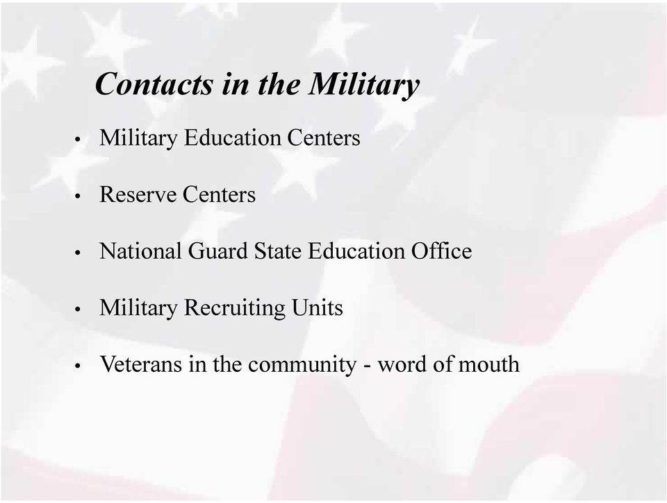 State Education Office Military Recruiting