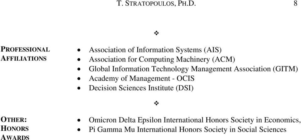 Machinery (ACM) Global Information Technology Management Association (GITM) Academy of Management -