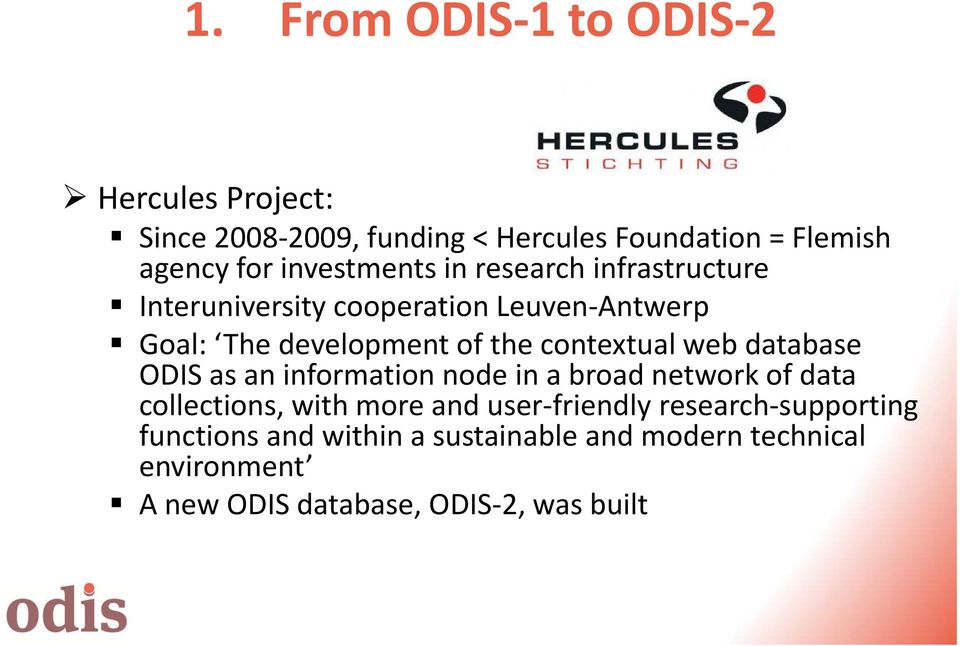 contextual web database ODIS as an information node in a broad network of data collections, with more and user