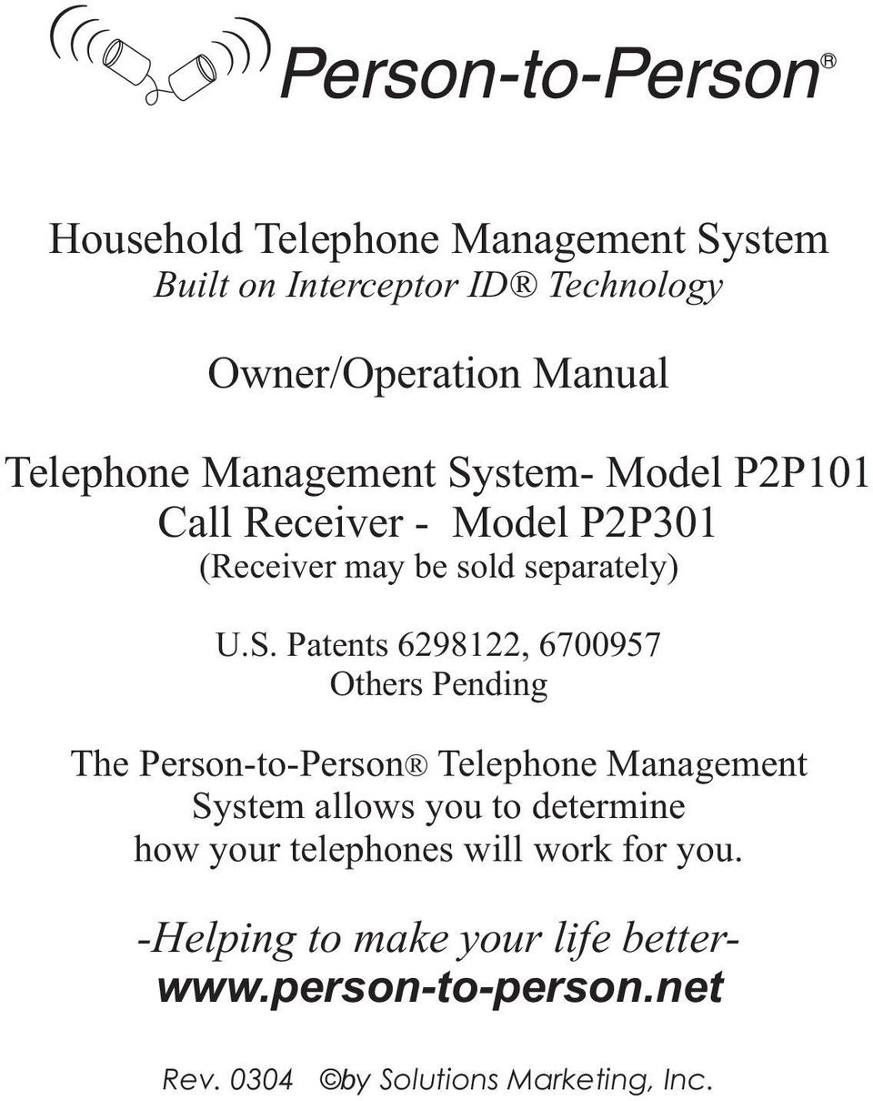 stem- Model P2P101 Call Receiver - Model P2P301 (Receiver may be sold separately) U.S.