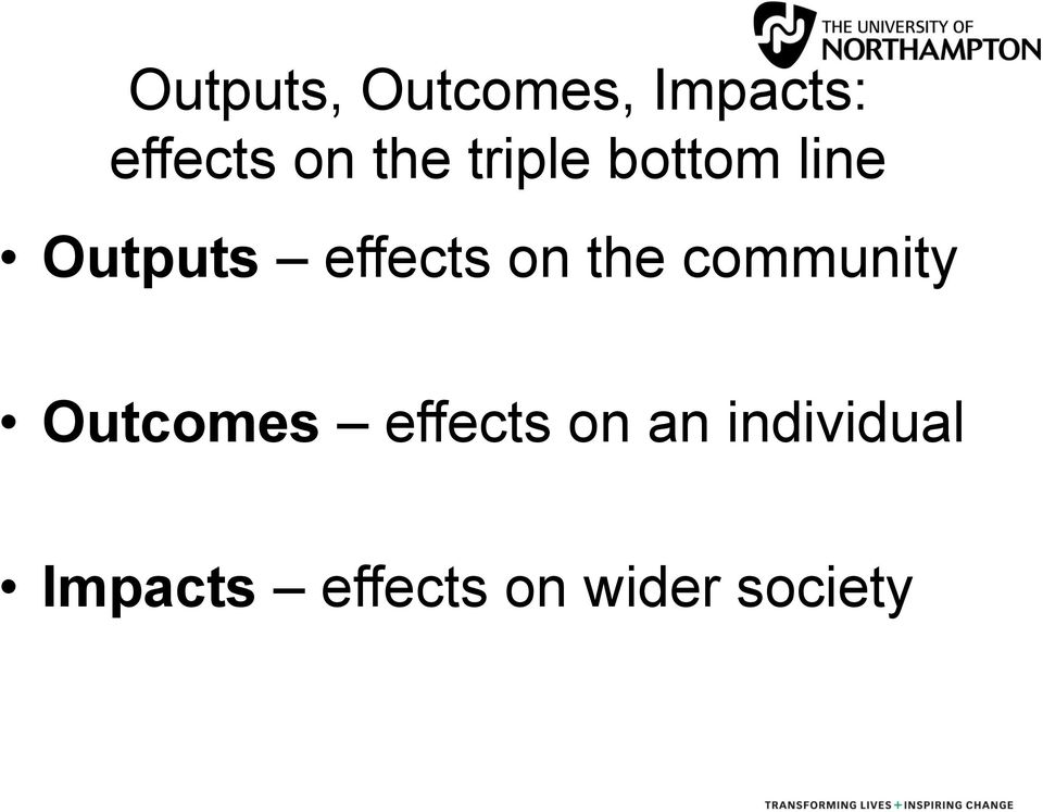 on the community Outcomes effects on an