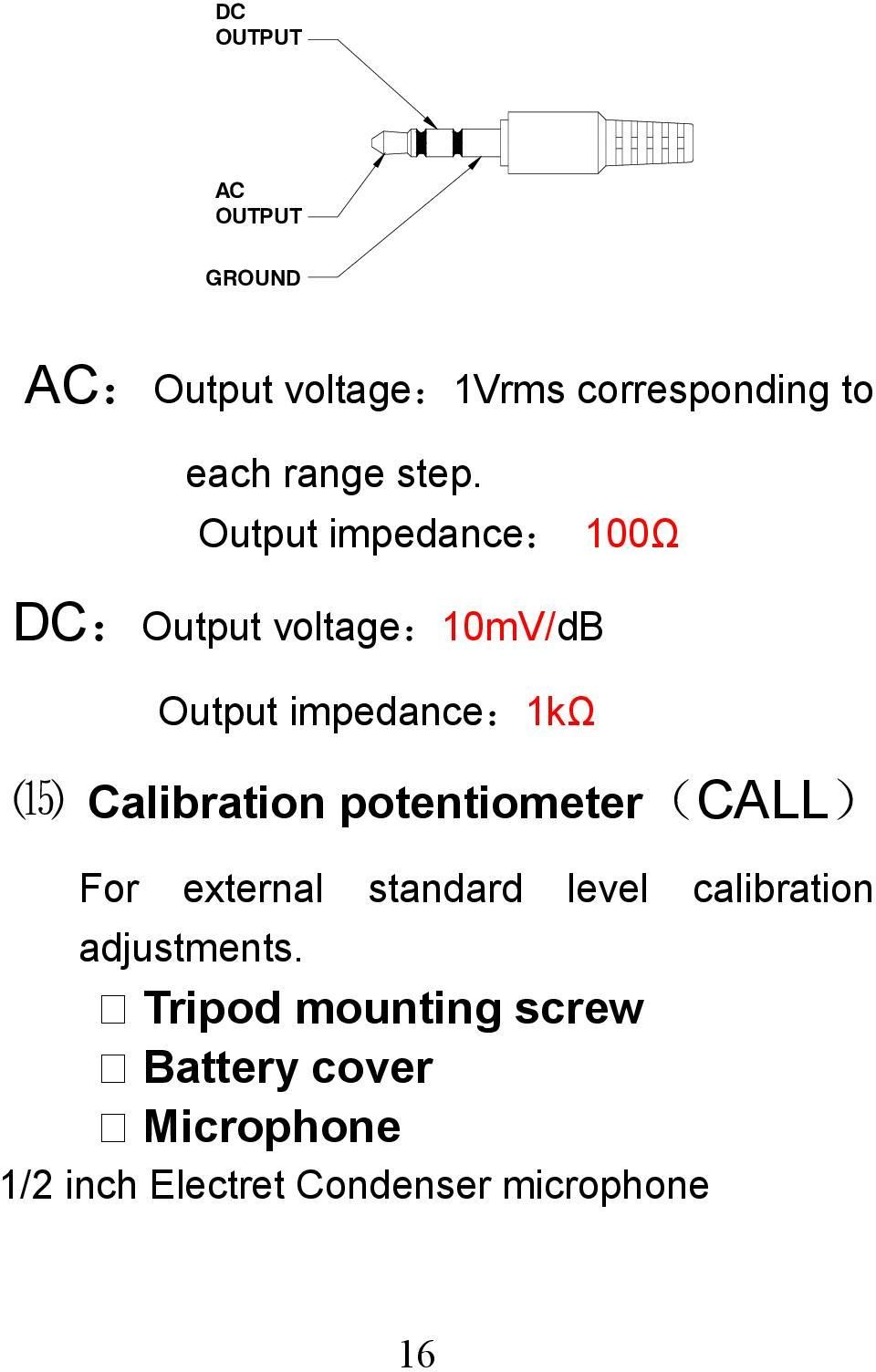 Calibration potentiometer(call) For external standard level calibration