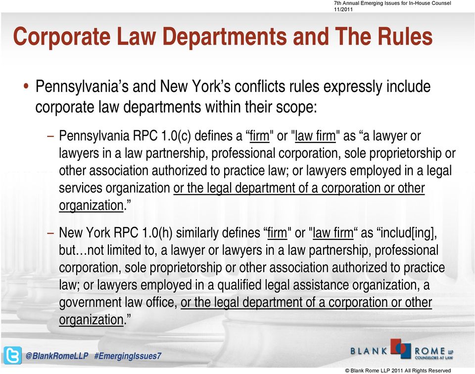 legal services organization or the legal department of a corporation or other organization. New York RPC 1.