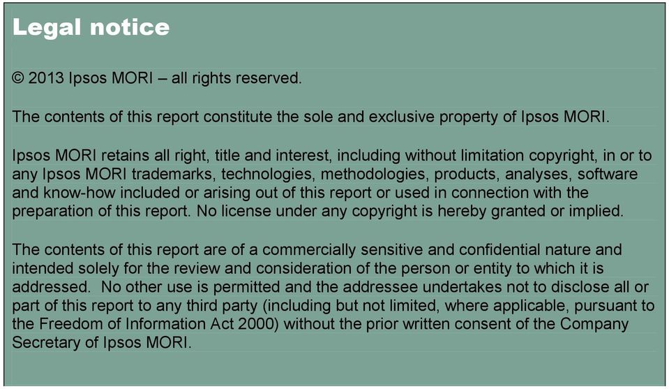 included or arising out of this report or used in connection with the preparation of this report. No license under any copyright is hereby granted or implied.