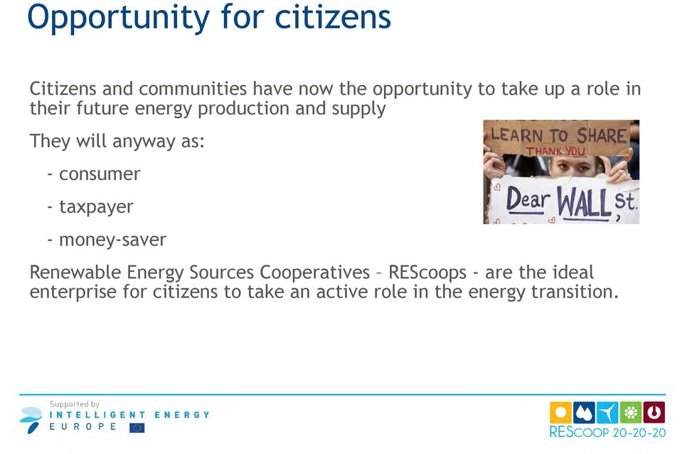 consumer - taxpayer - money-saver Renewable Energy Sources Cooperatives REScoops -