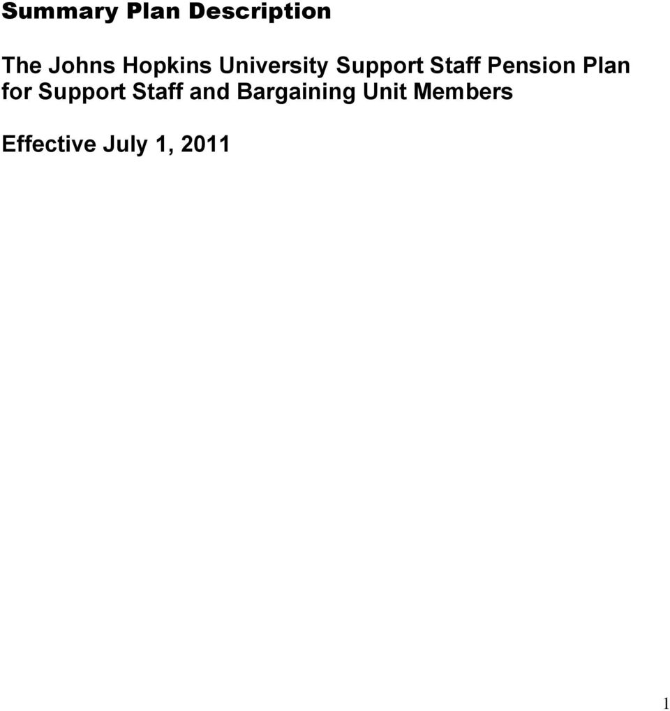Pension Plan for Support Staff and
