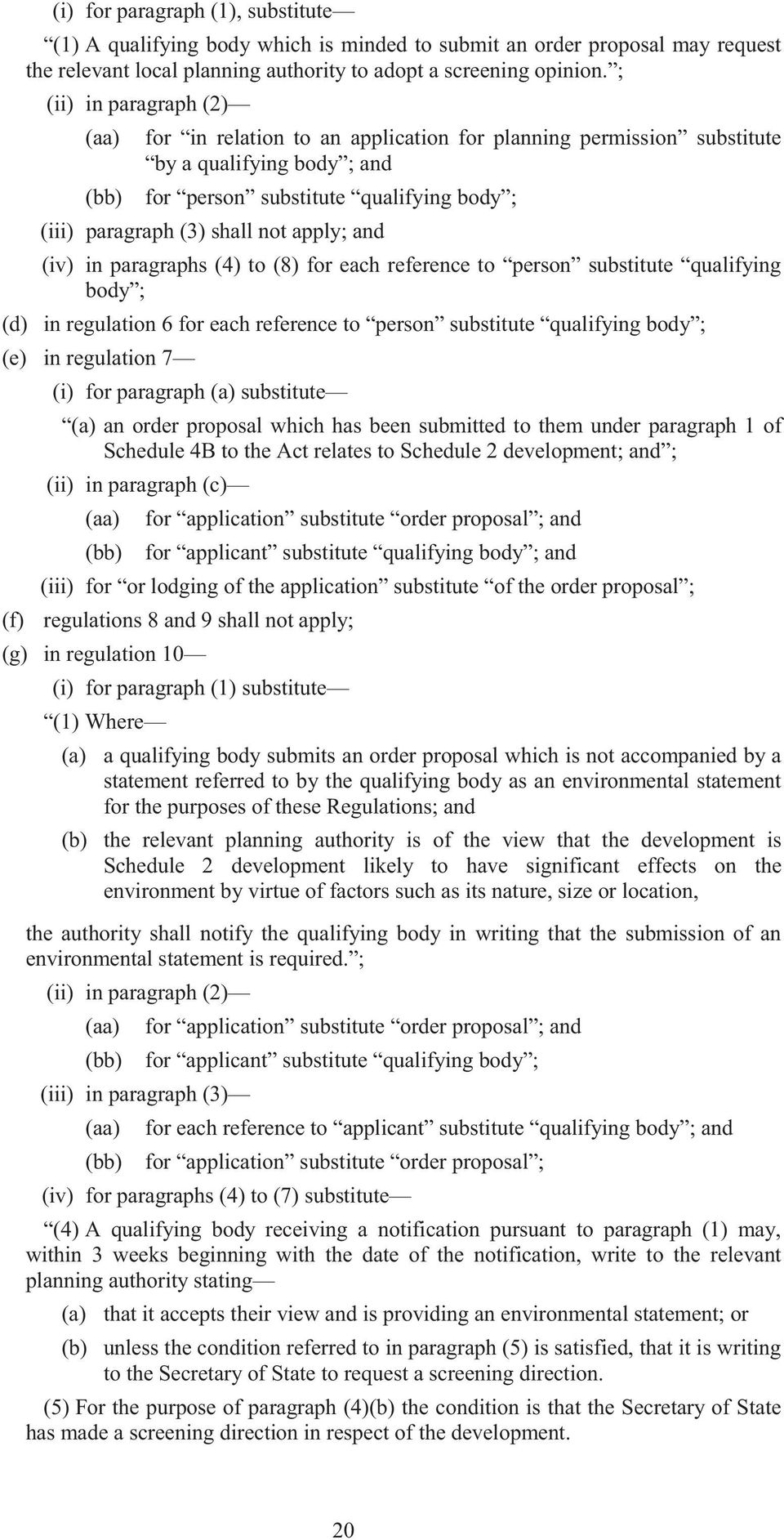 apply; and (iv) in paragraphs (4) to (8) for each reference to person substitute qualifying body ; (d) in regulation 6 for each reference to person substitute qualifying body ; (e) in regulation 7