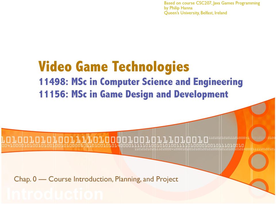 Computer Science and Engineering 11156: MSc in Game Design and