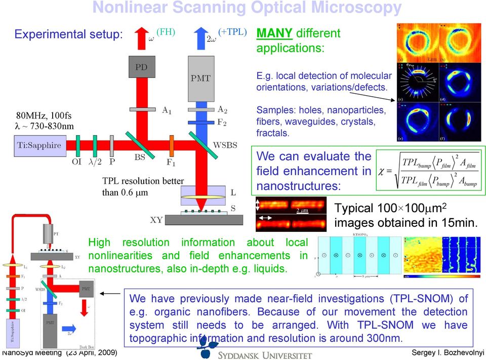 6 μm High resolution information about local nonlinearities and field enhancements in nanostructures, also in-depth e.g. liquids.