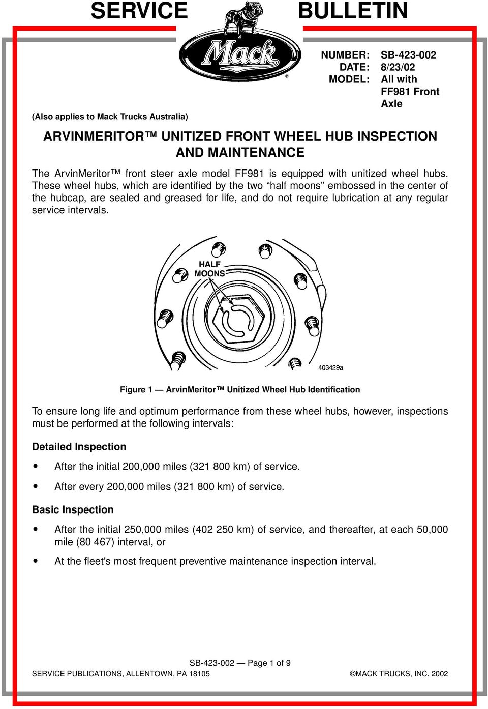 These wheel hubs, which are identified by the two half moons embossed in the center of the hubcap, are sealed and greased for life, and do not require lubrication at any regular service intervals.